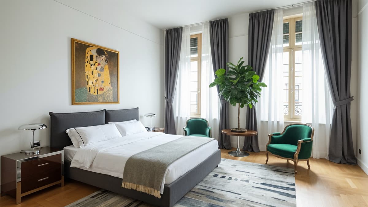 Modern bedroom renovated with AI