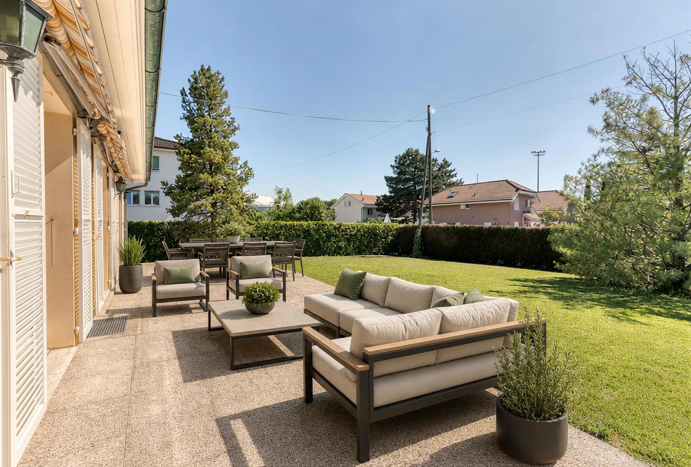 Empty garden to modern patio furnishing
