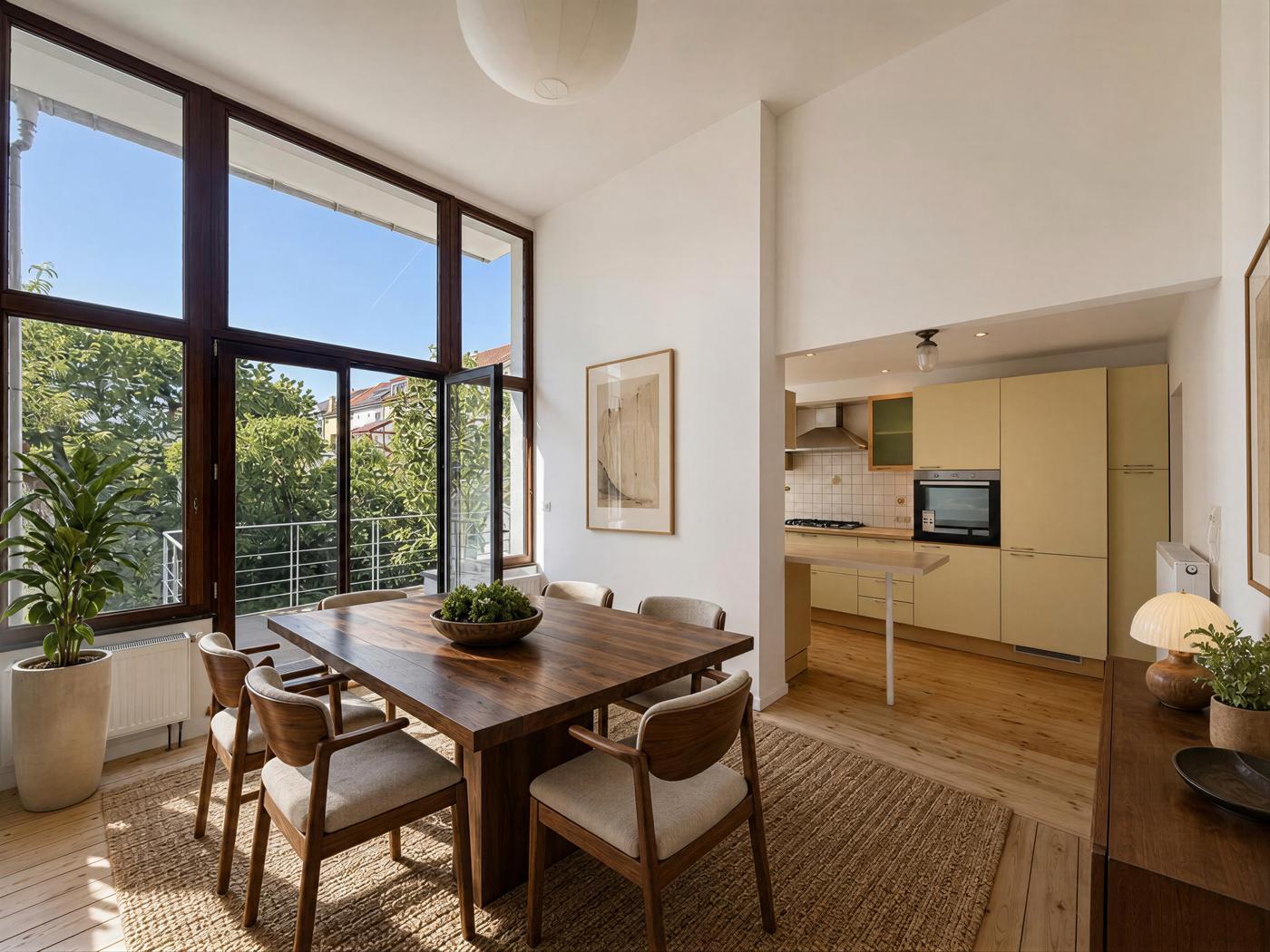Empty to californian style dining room