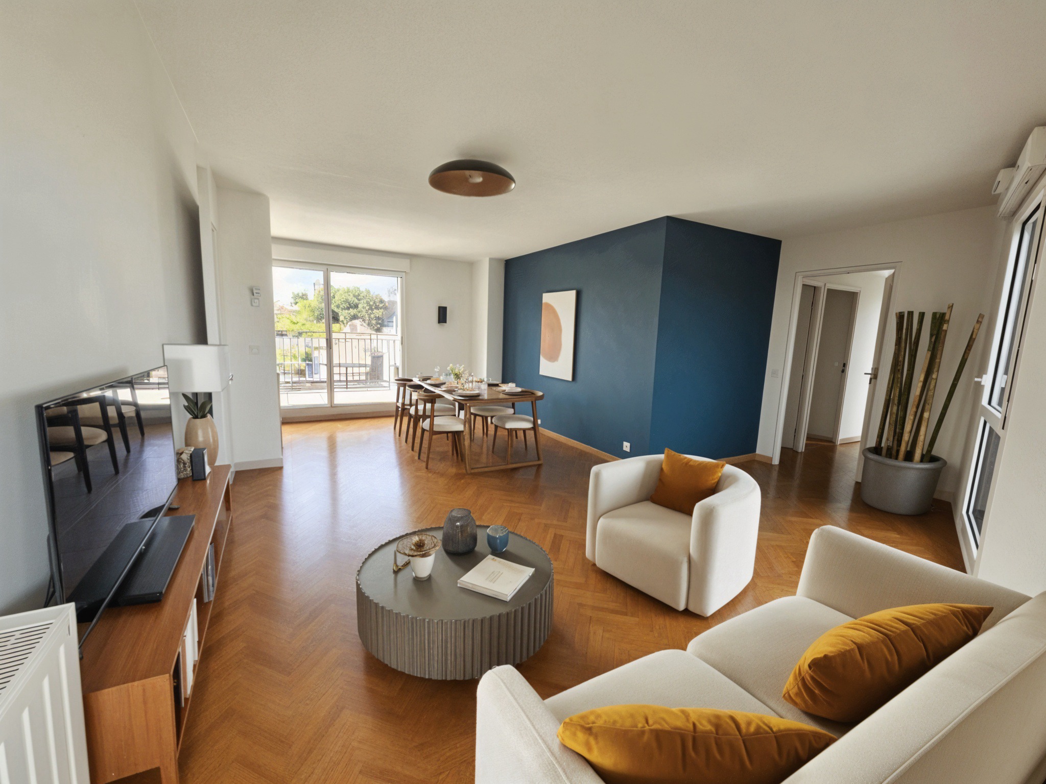 Tile floor to parquet floor transformation