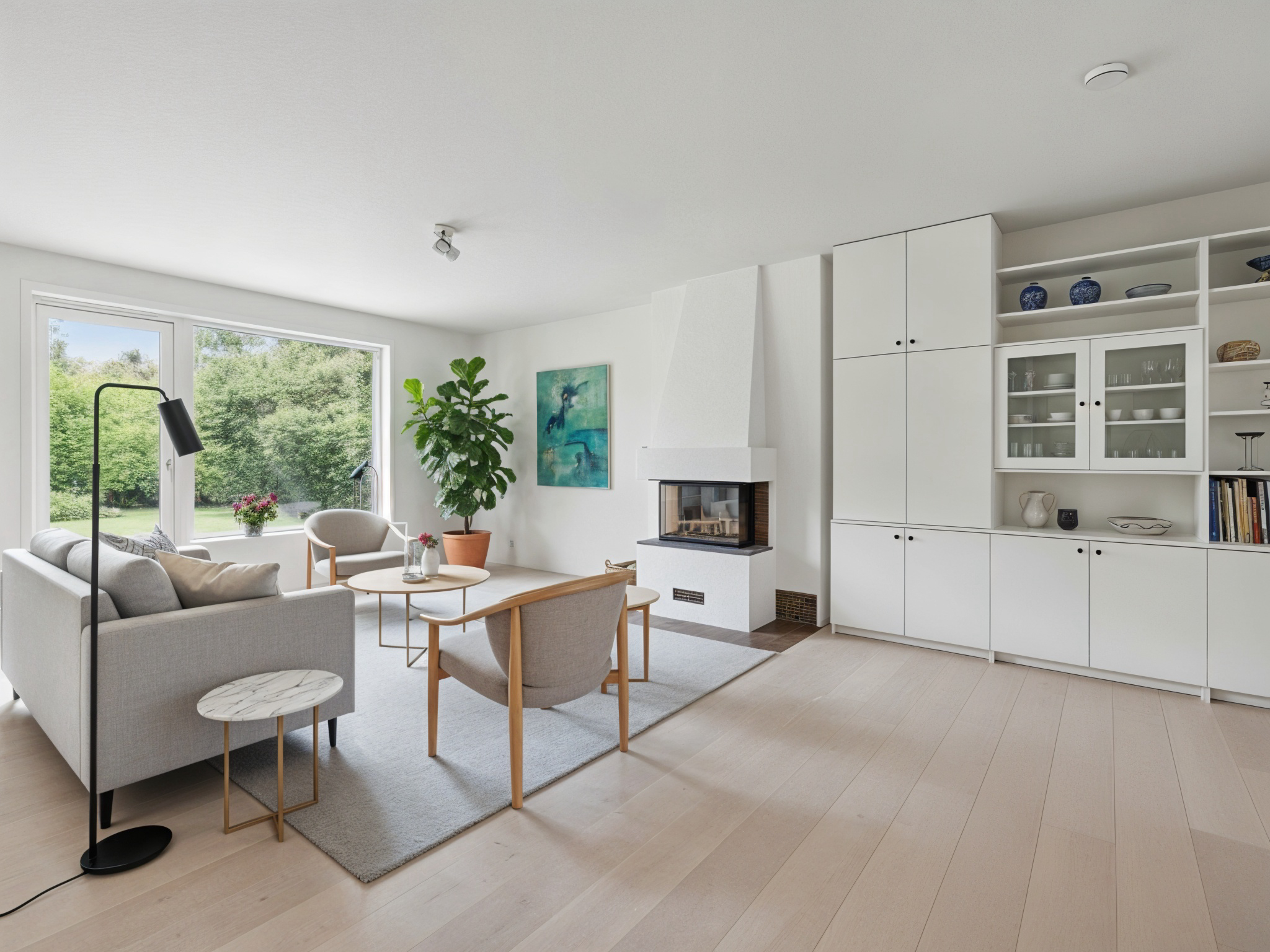 Pièce rénovée en style Scandinave par IA