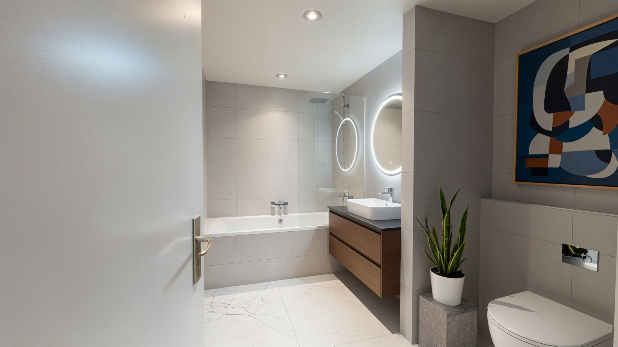 Bathroom renovated in zen spa style by AI