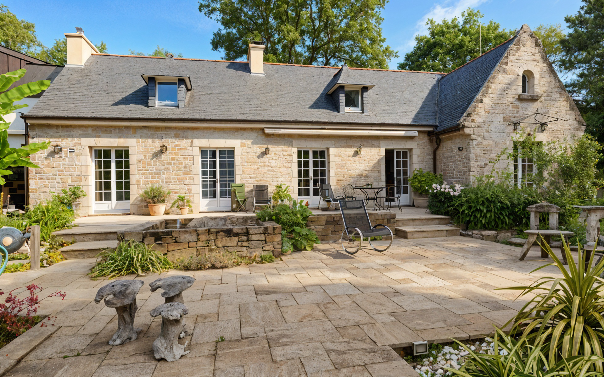 Gray to blue sky transformation on house